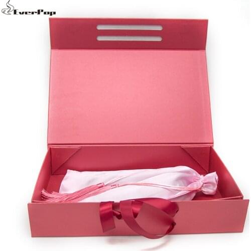 5 Colors Hair Paper Packaging Boxes For Bundles Wholesale Custom Logo Luxury Size 33x21.5x6.5cm with Ribbon Factory Outlet