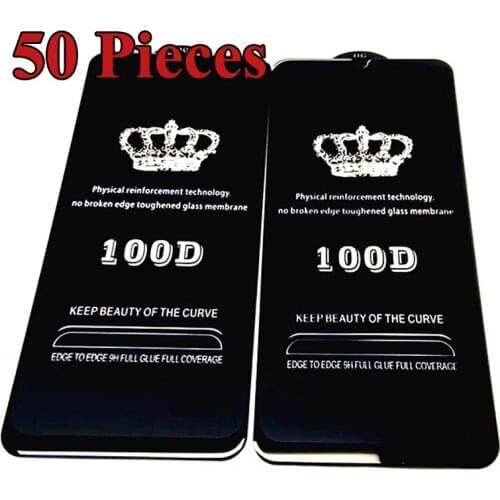 50pcs 100D Tempered Glass Full Glue Coverage Screen Protector Guard Film For iPhone 12 Mini 11 Pro Max XS XR X 8 7 6 Plus SE