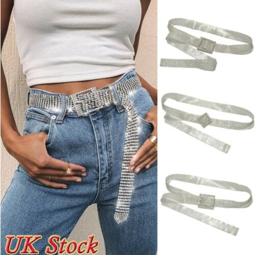 Women New Fashion Shiny Belt Waist Chain Crystal Diamond Alloy Waistband Personal Accessories Luxury Wide Party Belt