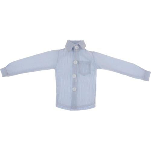 1/6 BJD Dolls Clothing Blue Stripe Shirt Top for 12inch Doll DIY Accs