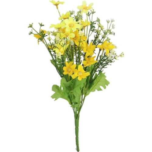 1 bouquet of cineraria fake Bouquet of artificial flowers for Home Decor / Office - yellow