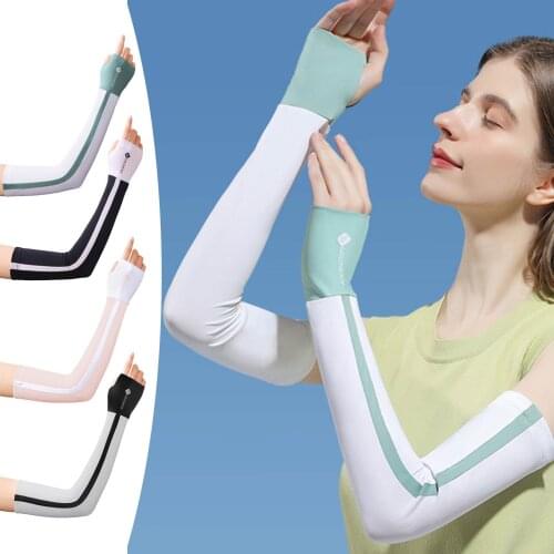 1 Pair Of Cooling Arm Sleeves Long-lasting For Women Nylon UV Sunblock Protection Long Arm Cover Outdoor Running Cycling Sleeve