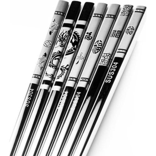 1pair Stainless Steel Anti Skid Dragon Chopsticks Sushi Metal Iron Portable Chinese Healthy Food stick for sushi chopsticks set