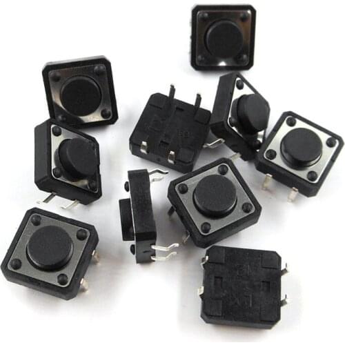 12 * 12 * 5 Mm 4 Foot Micro Push Button Switch 12 X 12 X 5 Small Switch 5mm Height Handle 10pcs/lot