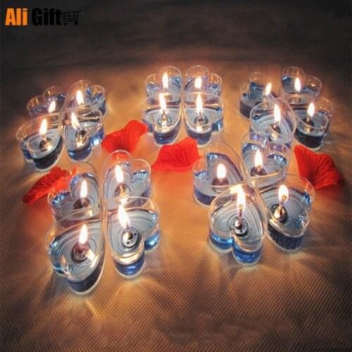20 Pieces Heart Shape Gel Candle Birthday Party Wedding Supplies Candles Scented Valentines Day Home Decor for Wedding Candles
