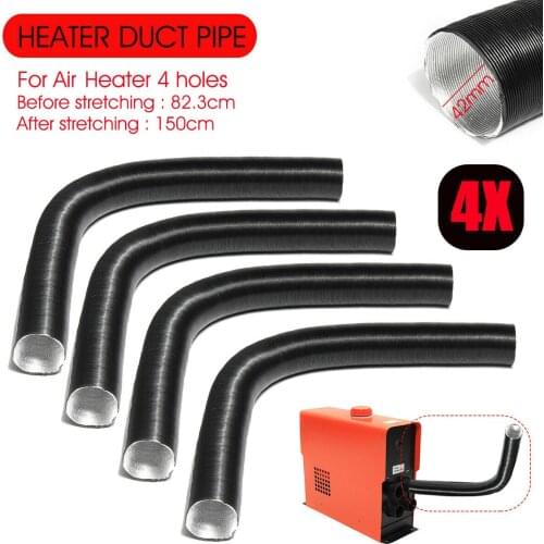 4Pcs 42mm Black Auto Heater Duct Pipe Hot Cold Air Conditioner Ducting for Air Diesel Heater 4 Holes Air Parking Heater