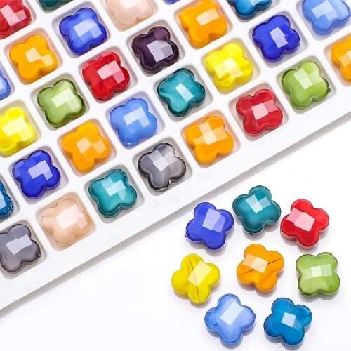 5 Piece Four-Leaf Clover Glass Loose Spacer Beads Handmade Jewelry Making DIY Bracelet Necklace Decor Wholesale 12mm
