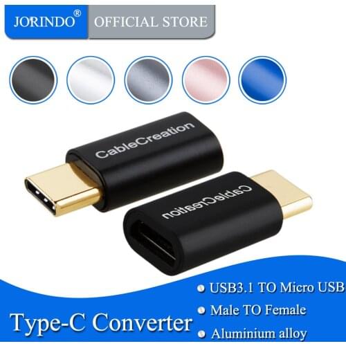 USB-C to Micro USB Adapter, JORINDO Micro USB Female to USB Type C Male Adapter, Data & Charging with 56K Resistor Compatible