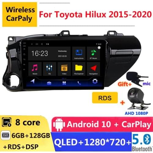 6G RAM 2 din android 10 car radio auto stereo for Toyota Hilux Pick Up AN120 2015 - 2020 navigation GPS DVD Multimedia Player