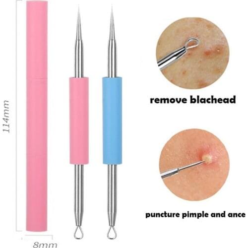 Double Head Acne Needle Facial Acne Remover Needle Stainless Steel Blackhead Pimple Blemish Extractor Removal Tool Skin Care
