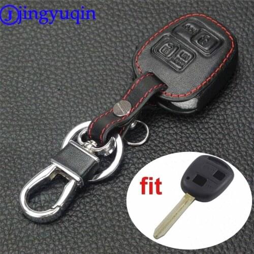Jingyuqin Remote 2 Buttons Leather Car Key Case Cover For Toyota Prado Camry RAV4 Holder