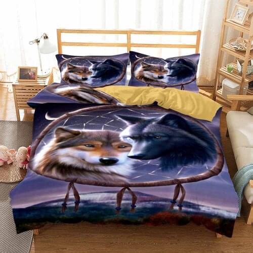 2/3 Pieces Bohemian Mandala Bedding Set 3D Wolf Luxury Custom Dreamcatcher Duvet Cover Single Queen Size Bedclothes Drop Ship