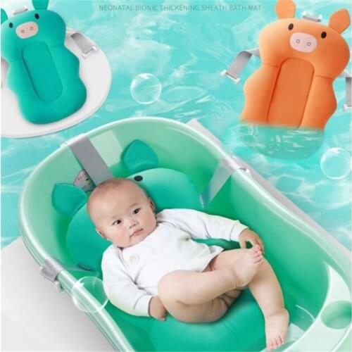 Newborn Bath Tub Pad Baby Foldable Bathtub Seat Cartoon Play Mat Infant Security Support Cushion Mat Soft Pillow Kids Bath Mat