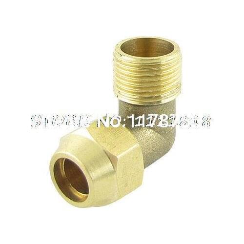 Brass 16mm Dia Male Thread Elbow Pipe Hose Coupling Connector