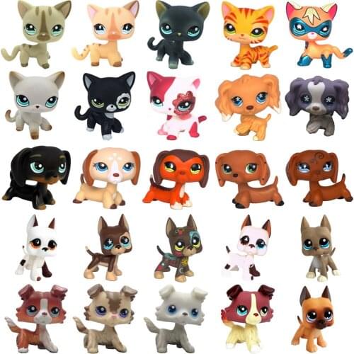 Lps cat old pet shop toys collection stands short hair kitten yellow dachshund dog collie great dane spaniel original figure