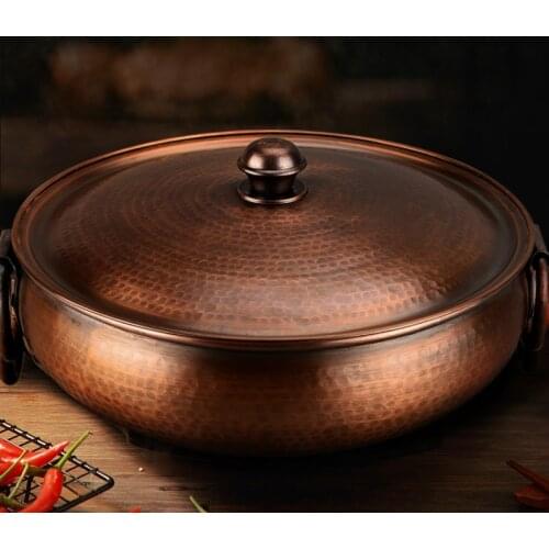 Chinese Style Copper Pot Pure Copper Induction Cooker Household Electric Vintage Pot Instant Mutton Special Basin cookware
