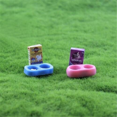 1/12 Decoration Doll house Miniature Mini Dog Cat Pet Food with Plate Simulation Furniture Model Toys for Doll Accessories