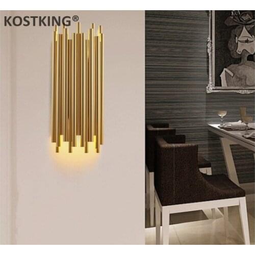 Post-modern minimalist creative wall light personality restaurant bar pipe aisle bedside living room bedroom wall lamp