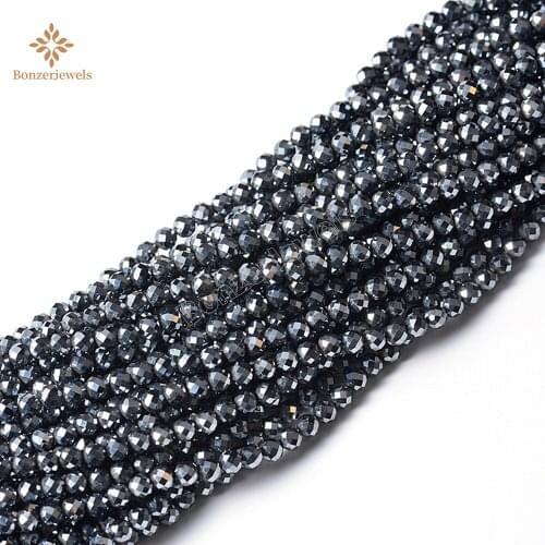 Wholesale Health Healing Energy Terahertz 2-4mm Faceted Round Loose Stone Beads For Jewelry Making Bracelet Necklace Design 15"