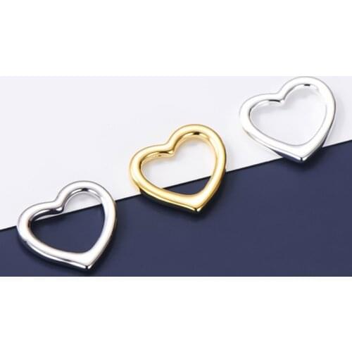 925 Sterling Silver OL Simple Style Heart Connector Charms Necklace Bracelets Handmade Silver Pendants DIY Fine Jewelry Making
