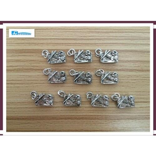 Kinitial 10pcs Charms Japanese Sushi Plate Chpostick Charm With Jump Ring for Necklace Bracelet Pendant Accessory