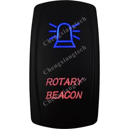 Rotary Beacon Rocker Switch 5 Pins SPST On/Off Blue & Red Led 20A/12V 10A/24V Toggle Switch for Cars,Trucks, RVs, Boats