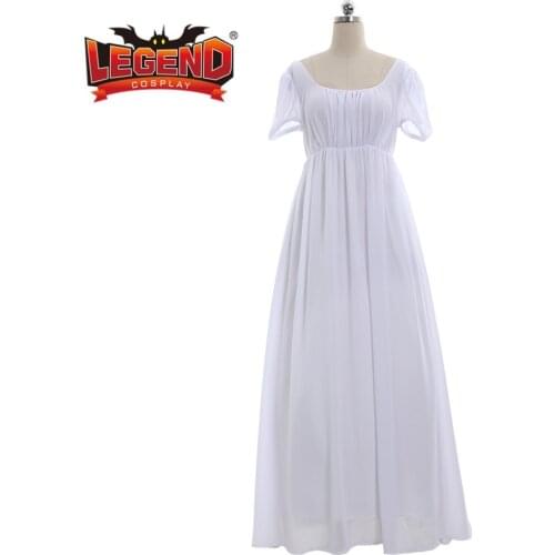 Simple white Regency style dress lady Regency Ball Dress High Waistline Tea Gown Dress medieval dress custom made