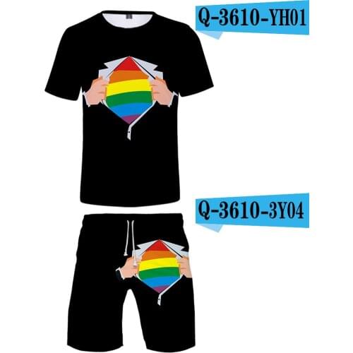 Luxury Brand new LGBT Sets Mens Summer Short Sleeve T-shirts+Casual Shorts Classic Cute Mens LGBT Sets shirts