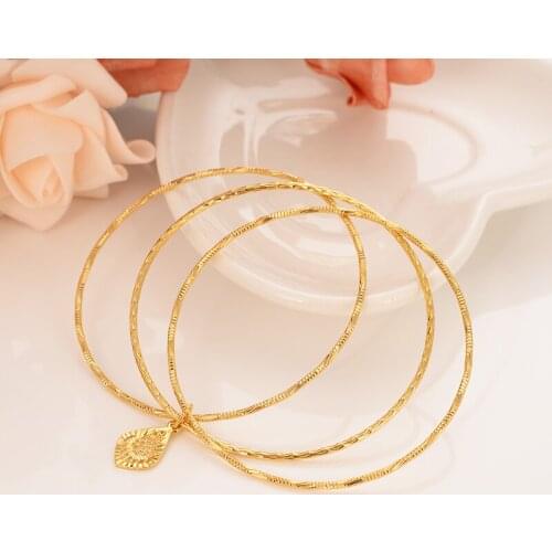 Gold color Luxury Brand Bangle african pendant Women Bijoux Fashion Jewelry Charm Bracelets Bangles Set Pulser