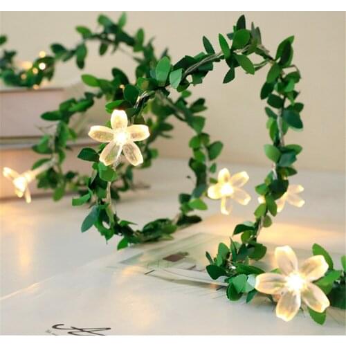 20/30/40 Leds Christmas String Light Sakura& Rattan Decorative Atmosphere Lighting Warm White Decoration USB or Battery Powered