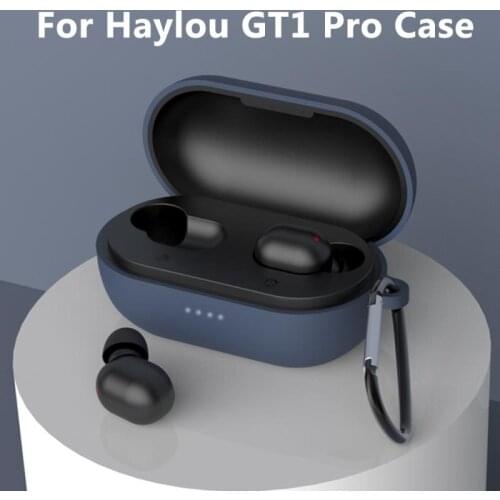 Silicone Cover Case For Haylou Anti-scratch Bluetooth Wireless Earphone Cover For Haylou GT1 PRO TWS Charging Box Bags With Hook