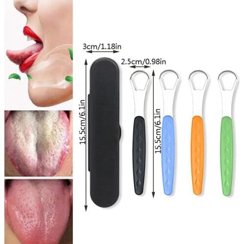 Stainless Steel Tongue Scraper Cleaner for Adults Surgical Grade Metal Tongue Brush Dental Kit Professional Eliminate Bad Breath