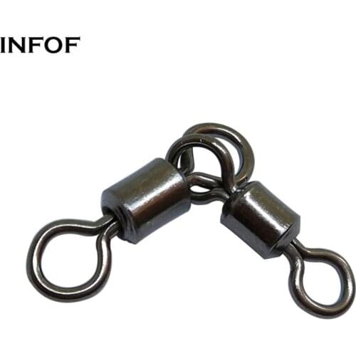 INFOF 200pcs/lot Three-Way Barrel Swivel Fishing Connector Rolling Triangle Joint Rolling Swivel Stainless Steel Terminal Tackle