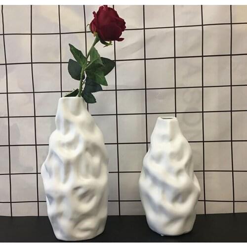 Imitation Stone Ceramic Vase Irregular Shape Porcelain Flowers Arrangement Living Room Decoration Flower Vases Modern Decor