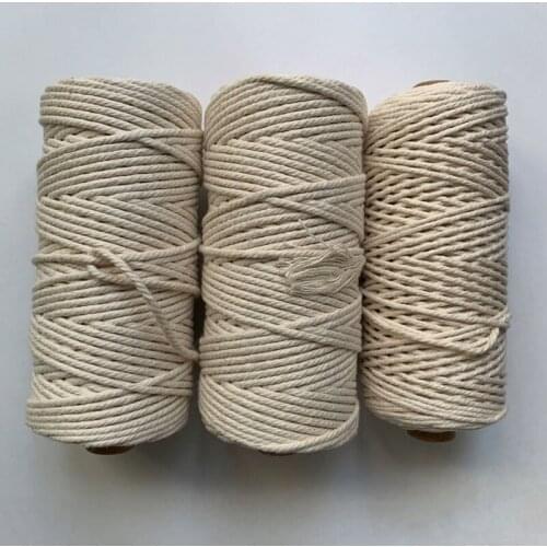 Twisted Cord Rope Natural Beige Soft Cotton Cord Rope Craft Macrame Home Garden DIY 1 2 3MM 100 Meters