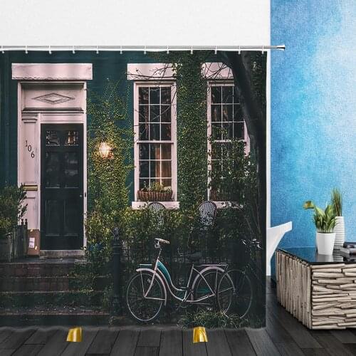 Retro Stone Wall Shower Curtains European Style Building 3D Print Waterproof Bathroom Decor Home Bathtub Polyester Curtain Set