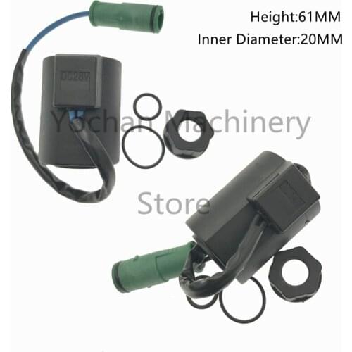 High Quality Solenoid Valve Coil For Volvo Excavator EC210 EC360 24V 14527267 14526664 EC55/60 12V H:61MM ∮20MM