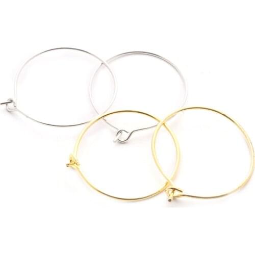 20Pcs Gold/Rhodium Accessories Hoops Earring Big Circle Clasps Ear Hooks Earrings Findings For DIY Jewelry Making Supplies