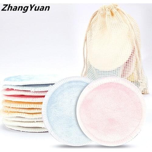 ZhangYuan 5Pc/Pack New Reusable Bamboo Makeup Remover Pad Washable Round Facial Cleansing Cotton Cosmetic Puff Make Up Pads Tool