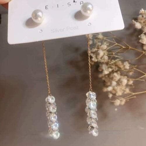 Supply long Natural Tassel Earrings With Pendant Natural Pearl Zircon Material Earrings Earrings Female Decorative Jewelry