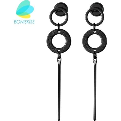 Boniskiss Fashion Jewelry Women Roman Numerals Ear Pendants Long Drop Earrings Factory Price Jewelry Pendientes Mujer Moda