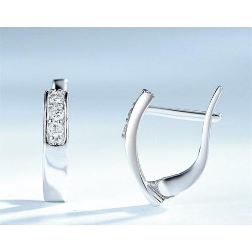 DY 925 Sterling Silver Earring Clear Cubic Zirconia Simple Unique Elegant Hoop Earring For Women Fashion Accessorie Fine Jewelry