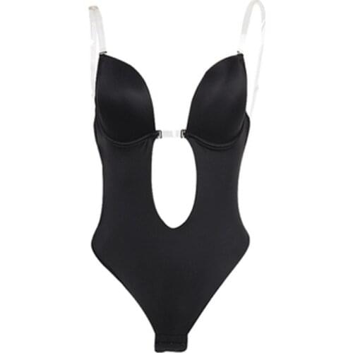 Womens Full Body Shaper Backless Shaperwear Thong Seamless U Plunge Shapers Push Up Slimming BodySuit Waist Shaperwear