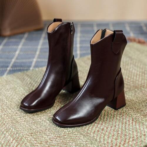 Winter boots For Women autumn 5.5cm high boots SHOE FEMAL Brwon Black Chelsea boots booties woman 2021