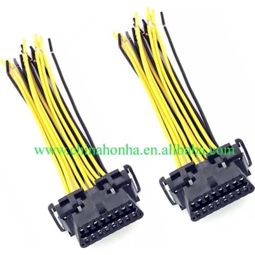 Freeshipping 2pcs OBD2 16Pin Female Connector OBD diagnostic plug (female) with pigtail