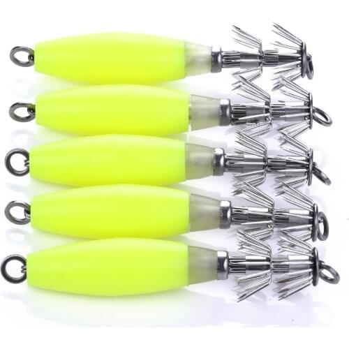 HENGJIA 5pcs Hard plastic squid jig fishing bait shrimp 10cm 15.5g Artificial Fishing Lures Octopus