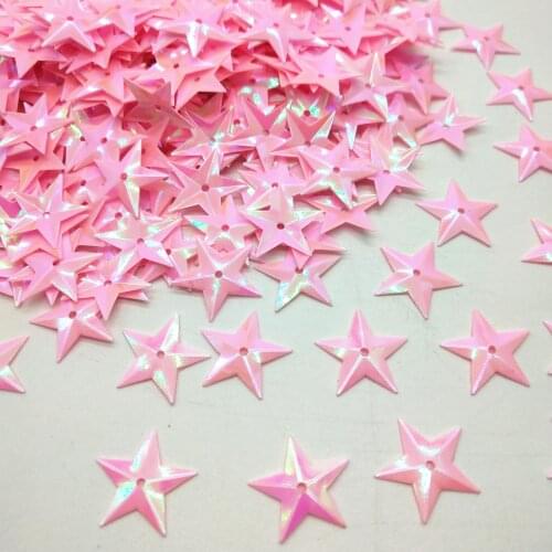 50g/lot 15mm Pink AB Star Sequins Cup Loose Paillettes Wedding Crafts Kids DIY Accessories With 1 Middle Hole