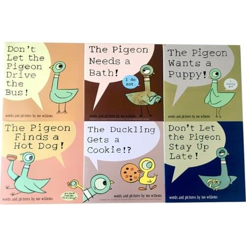 6 Book/Set Pigeon Drive The Bus Educational Toys for Children Educational Toys Montessori Learning English Books for Kids