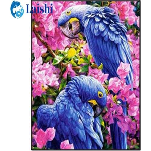 Diy 5D Pink flowers, parrot animal Diamond Painting Cross Stitch Full Drill Square Embroidery Diamond Mosaic Picture Home Decor