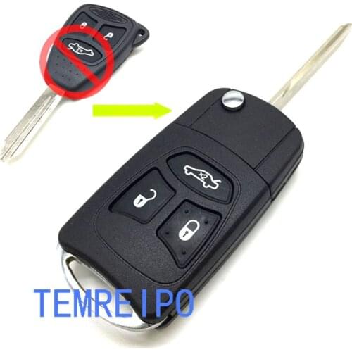 3 buttons Replacement flip modified remote key case shell for Dodge/Jeep/Chrysler without battery holder